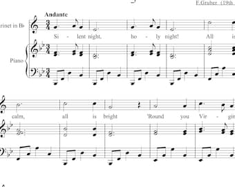 Stille Nacht bladmuziek voor piano en klarinet - Kerstlied en muziek - Stille Nacht