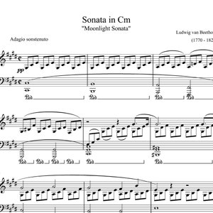 Moonlight, Beethoven, piano solo sheet music, funeral