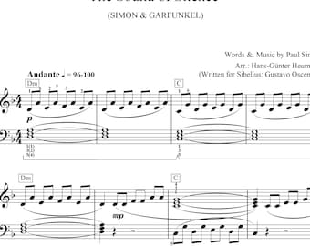 The Sound of Silence, Simon & Garfunkel, piano solo sheet music