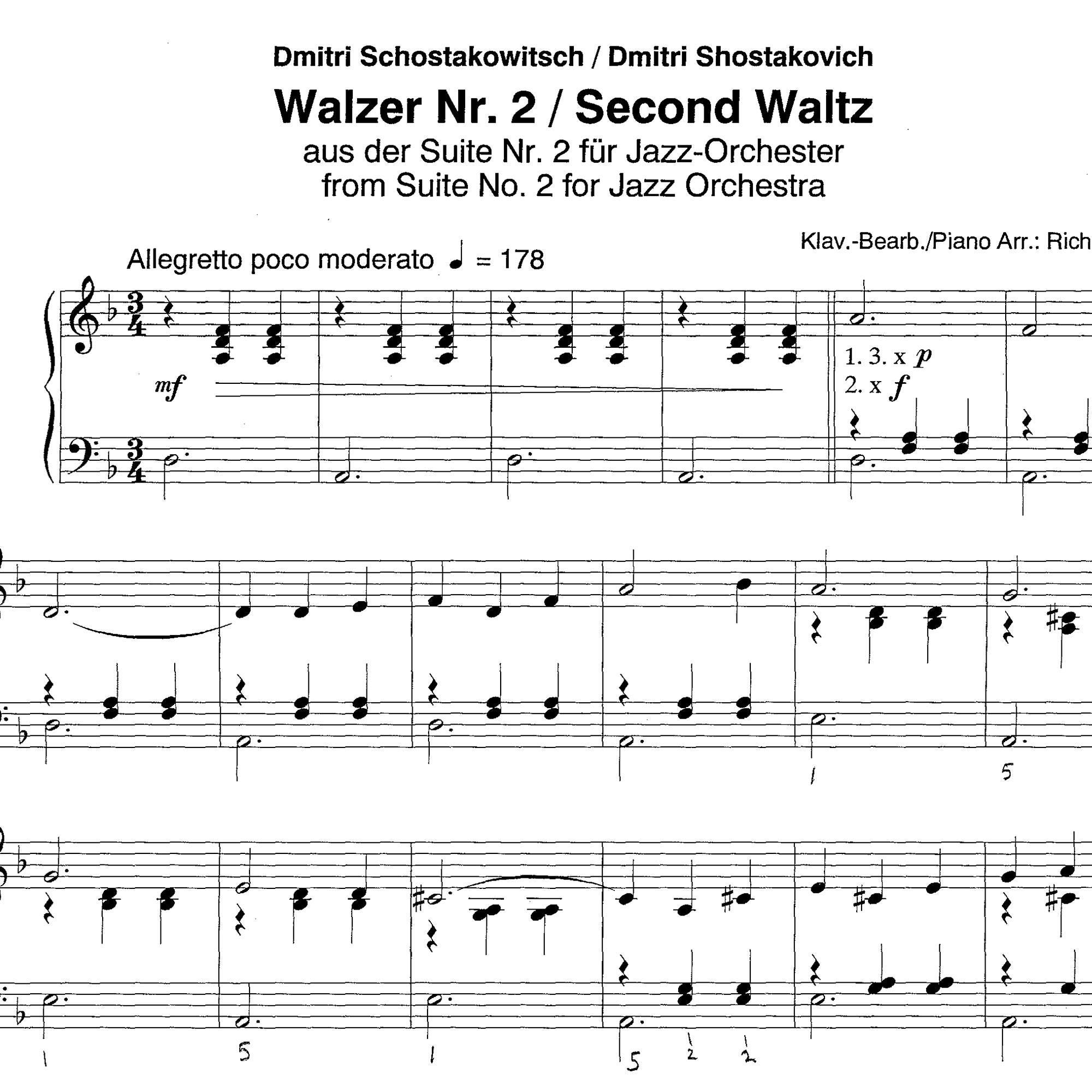 Eyes Wide Shut - Waltz No.2, Jazz No.2 - Piano Solo Sheet Music