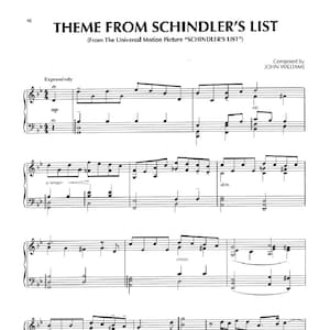 Schindlers Liste von John Williams, Klavier-Soundtrack