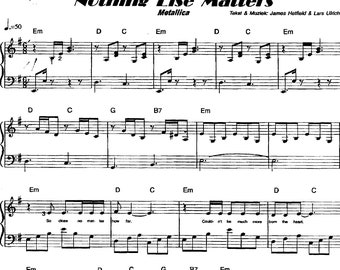 Nothing Else Matters, Metallica, piano solo sheet music