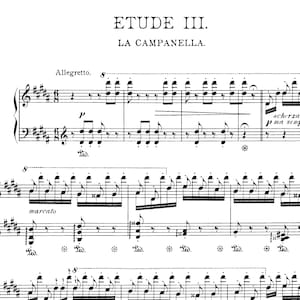 La Campanella, Étude S. 140 No. 3, Franz Liszt,Grandes études de Paganini, classical music, piano solo sheet music, great classics