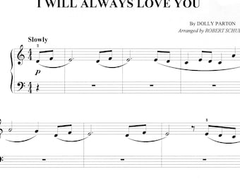 I Will Always Love You, Dolly Parton, printbare bladmuziek voor piano