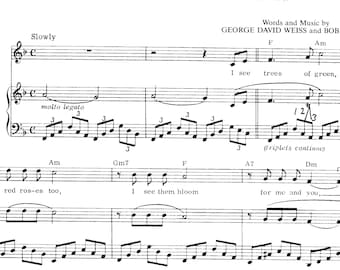 Printbare pianonoten van Louis Armstrongs 'What a Wonderful World'