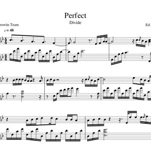 Perfect Ed Sheeran, piano solo sheet music, digital score PDF lyrics