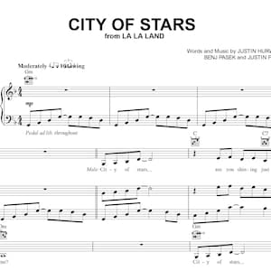 City of Stars / La la Land Ryan Gosling och Emma Stone noter för piano, gitarrackord och text