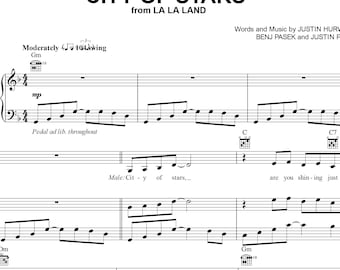 City of Stars / La la Land: bladmuziek voor piano, gitaarakkoorden en songtekst van Ryan Gosling en Emma Stone