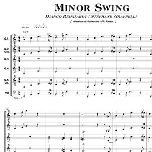 Minor Swing Django Reinhardt and Stephane Grappelli, Jazz manouche, gipsy jazz, standard jazz, guitar sheet music, music notes