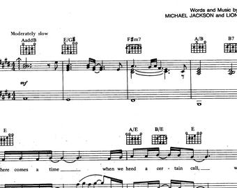 We Are the World Michael Jackson Lionel Richie printable piano sheet music
