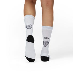 Calcetines con forma de corazón y telaraña / Diseño de sublimación en la parte posterior de la pierna