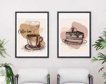 Coffee time images, digital art, ideal for decoration in kitchens or cafes, decorate your wall.