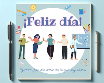 Diseño de tarjeta con dedicatoria ¡Feliz día! día de maestro, haz de un detalle.