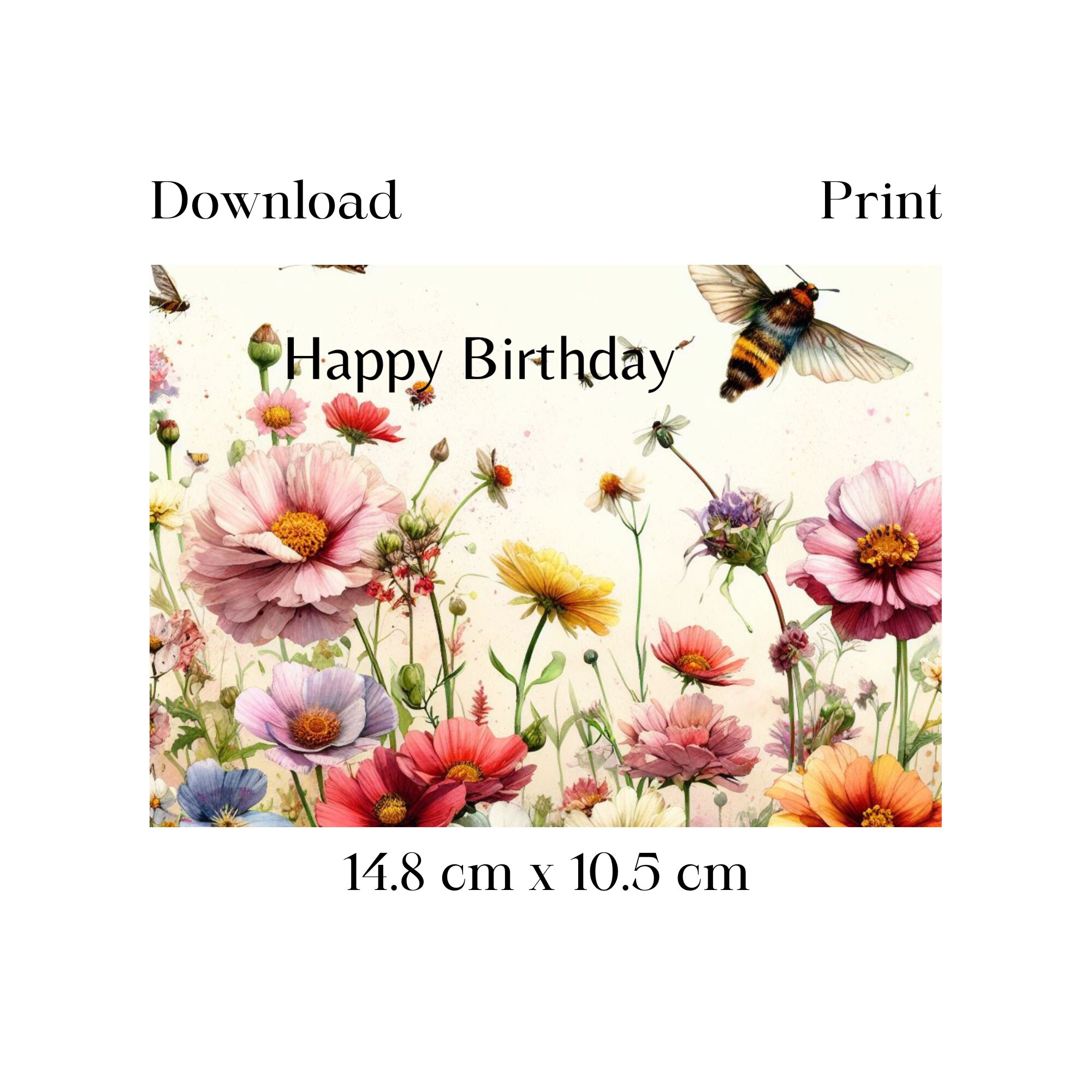 Nature Birthday Card Printable Instant Download 14.8 Cm X 10.5 - Etsy