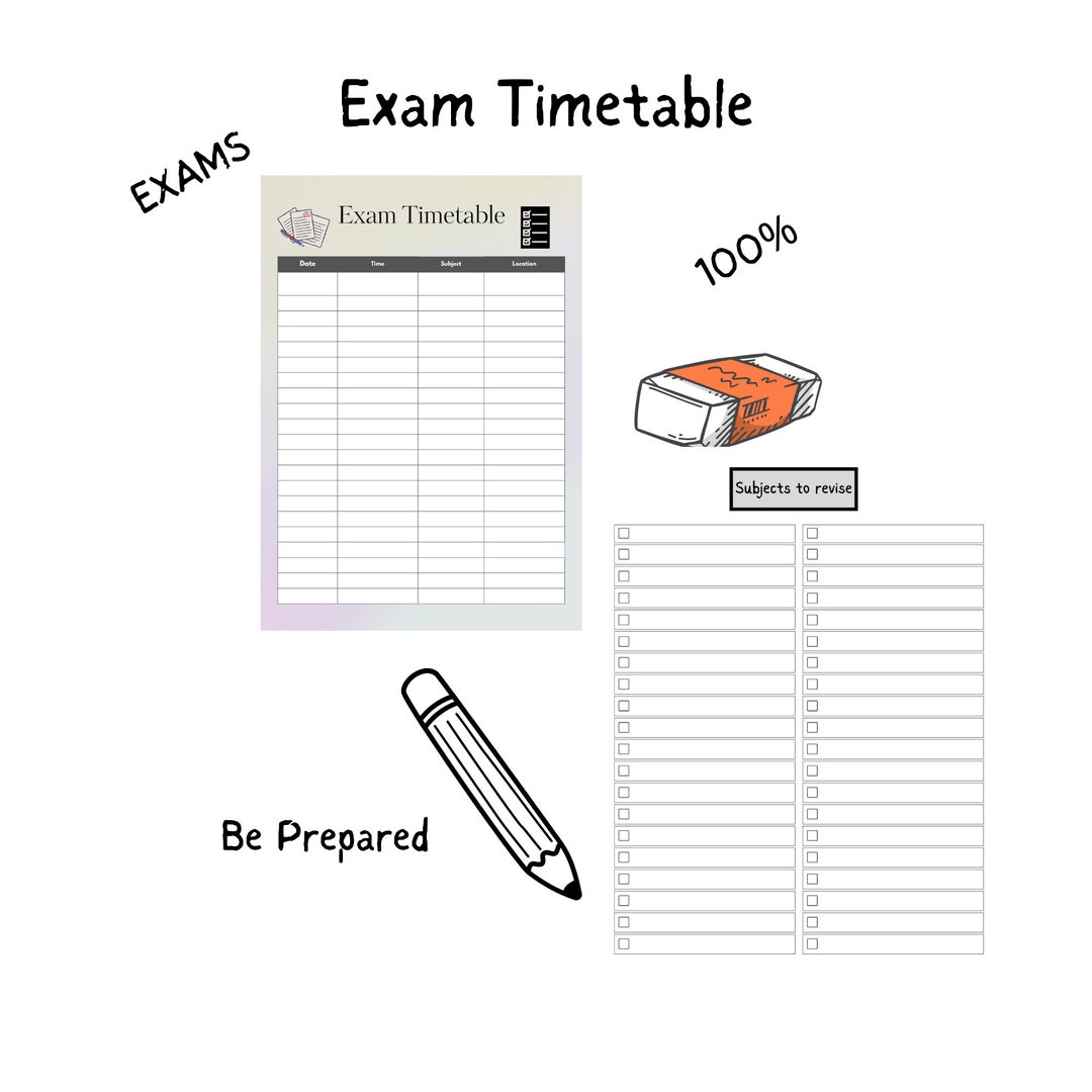 A4 Exam Timetable & to Do List Printable Instant Download PDF - Etsy