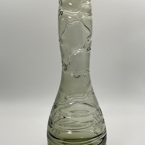 Vintage hand blown smoke grey art glass vase
