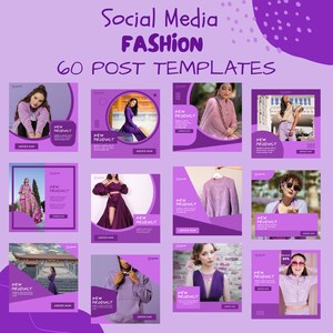 60 Instagram Post Templates | Purple Fashion Templates | Social Media Branding | Instagram Post | Fashion Blogger | Social Media Post