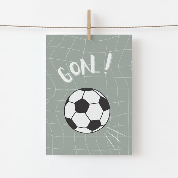 Goal print in sage, Goal football print in green, Soccer Kids Room Wall Art, Children's Art Prints, perfect birthday gift or nursery decor