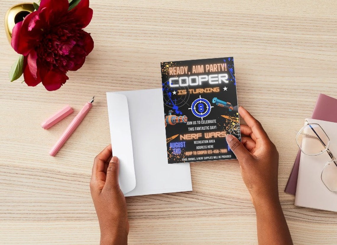 Nerf Editable Birthday Party Invitation, Printable Birthday Nerf Party ...
