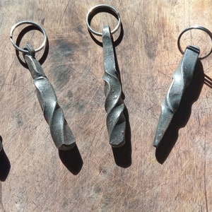 Hand Forged Steel Twist Key Ring