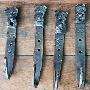 Hand Forged Dog Hook: Blacksmith Made Iron Lead Hanger