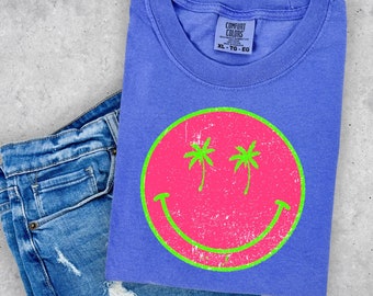 Colorful Summer Smiley T-shirt Comfort colors brand