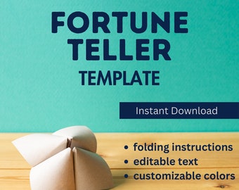 Paper Fortune Teller Template / Printable Fortune Teller Kit / Origami Fortune Teller Craft / Cootie Catcher Paper Games for Kids