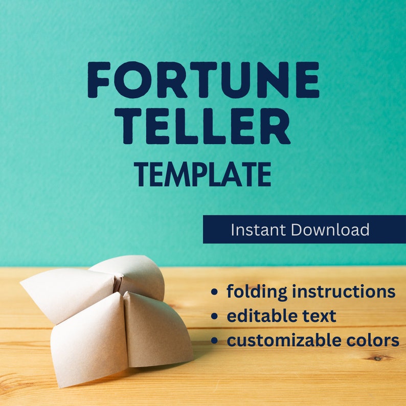 Paper Fortune Teller Template / Printable Fortune Teller Kit / Origami