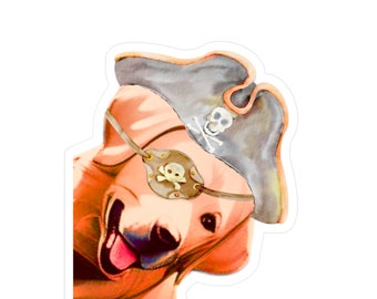 Fox Red Lab Puppy Die-Cut Sticker, Dog Pirate Sticker, Fox Red Laborador Dog Sticker, Fun Dog Stickers, Dog Stickers Labs, Cute DogSticker