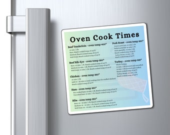 Oven Cook Times Magnet 4&quot;x4&quot;