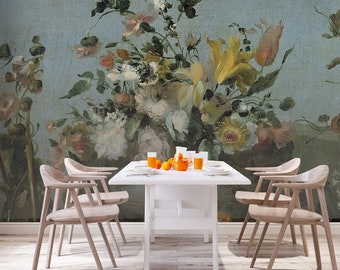 Large flower wallpaper, panoramic wallpaper, painting, flower bouquet, delicate wall painting, photo wallpaper, non-woven wallpaper,