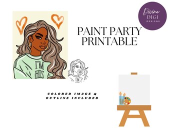 Melanin Love DIY Paint Party: Pre-Drawn Canvas (Digital Download)