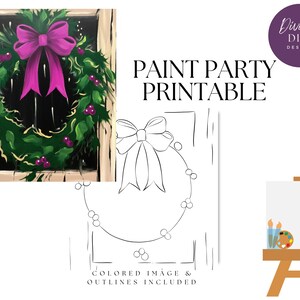Christmas Wreath Paint Party Printable: DIY Canvas Art (Digital Download)