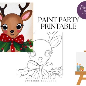 Christmas Reindeer Paint Party Printable: DIY Canvas Art (Digital Download)