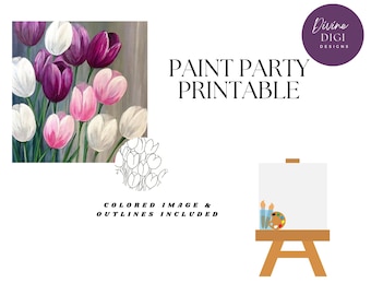 Tulip Paint Party Printable: DIY Canvas Art (PNG Digital Download)