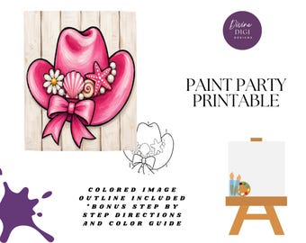 Coastal Cowgirl Hat Printable with Instructions : DIY Canvas Art Template (PNG Digital Download)