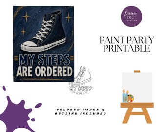 My Steps Are Ordered Paint Party Printable: Christian Canvas Art (PNG Digital Download)
