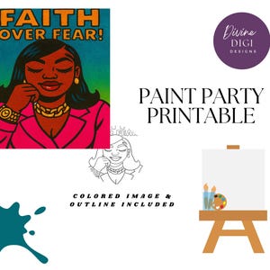Faith Over Fear DIY Paint Party Printable|Inspirational| Instant Download|Canvas Art|PNG Digital Download