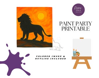 Lion Silhouette Painting| Canvas Art  | Digital Download|Wildlife