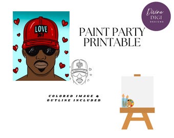 Melanin Love DIY Paint Party: Pre-Drawn Canvas (PNG Digital Download)