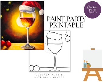 Nightcap Paint Party Printable: DIY Pre-Drawn Canvas (PNG Digital Download)