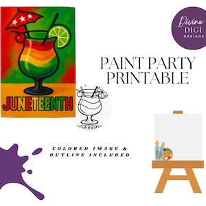 Juneteenth Cocktail| DIY Paint Party Printable|Instant Download|Canvas Art| Afrocentric Digital Download