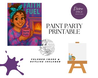 Faith Fuel Mug Girl Paint Party Printable (PNG Digital Download)