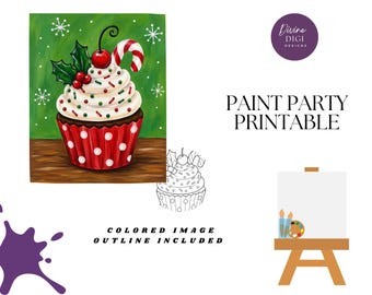 Christmas Reindeer Paint Party Printable: DIY Canvas Art (Digital Download)