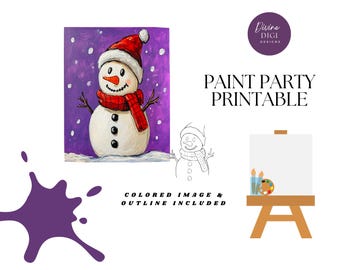Whimsical Snowman Coloring Page & Tracer| Christmas Digital Download|DIY Holiday Painting Template