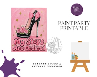 My Steps Are Ordered Paint Party Printable: Christian Canvas Art (PNG Digital Download)