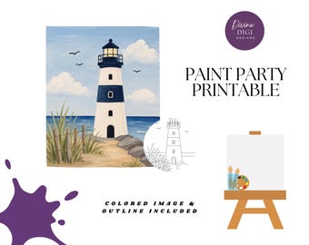 Coastal Lighthouse, DIY Beach Paint Kit Design ( PNG Digital Download)