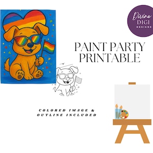 Pride Puppy Painting| Digital Download| DIY Paint Kit ICanvas Art | PNG