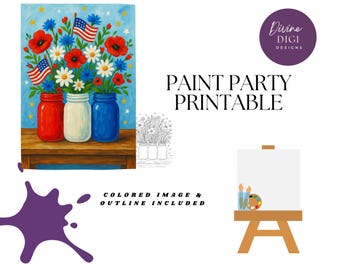 Patriotic Mason Jar with Flowers| 4th of July Digital Download