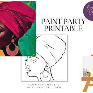 Juneteenth Paint Party Printable: Soulful Queen DIY Canvas Art (PNG Digital Download)